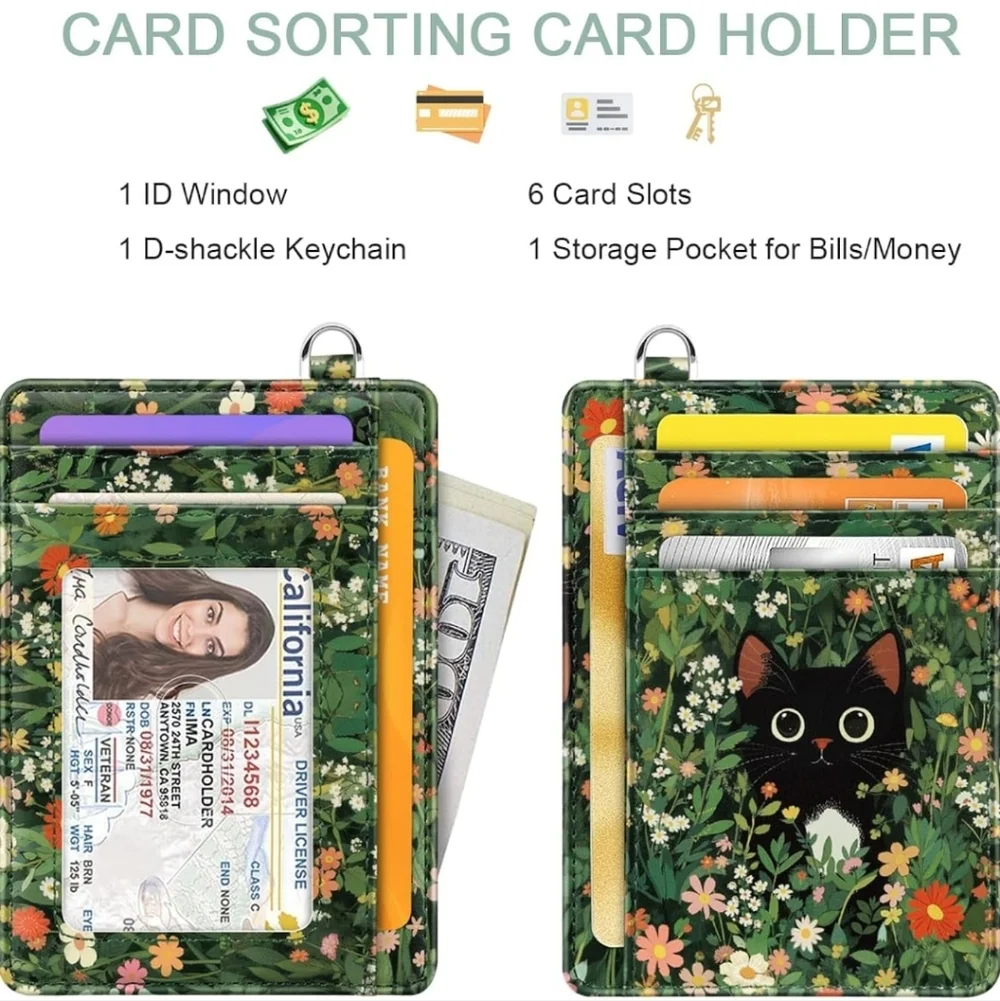 Floral Card Holder with Cat Design